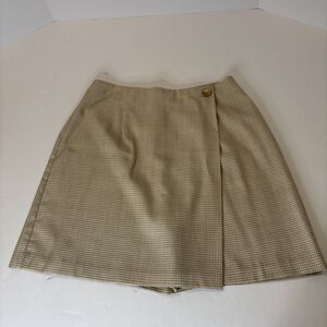 Vintage Inclinations Skort Womens Made USA Tan Plaid Skort Skirt 90s